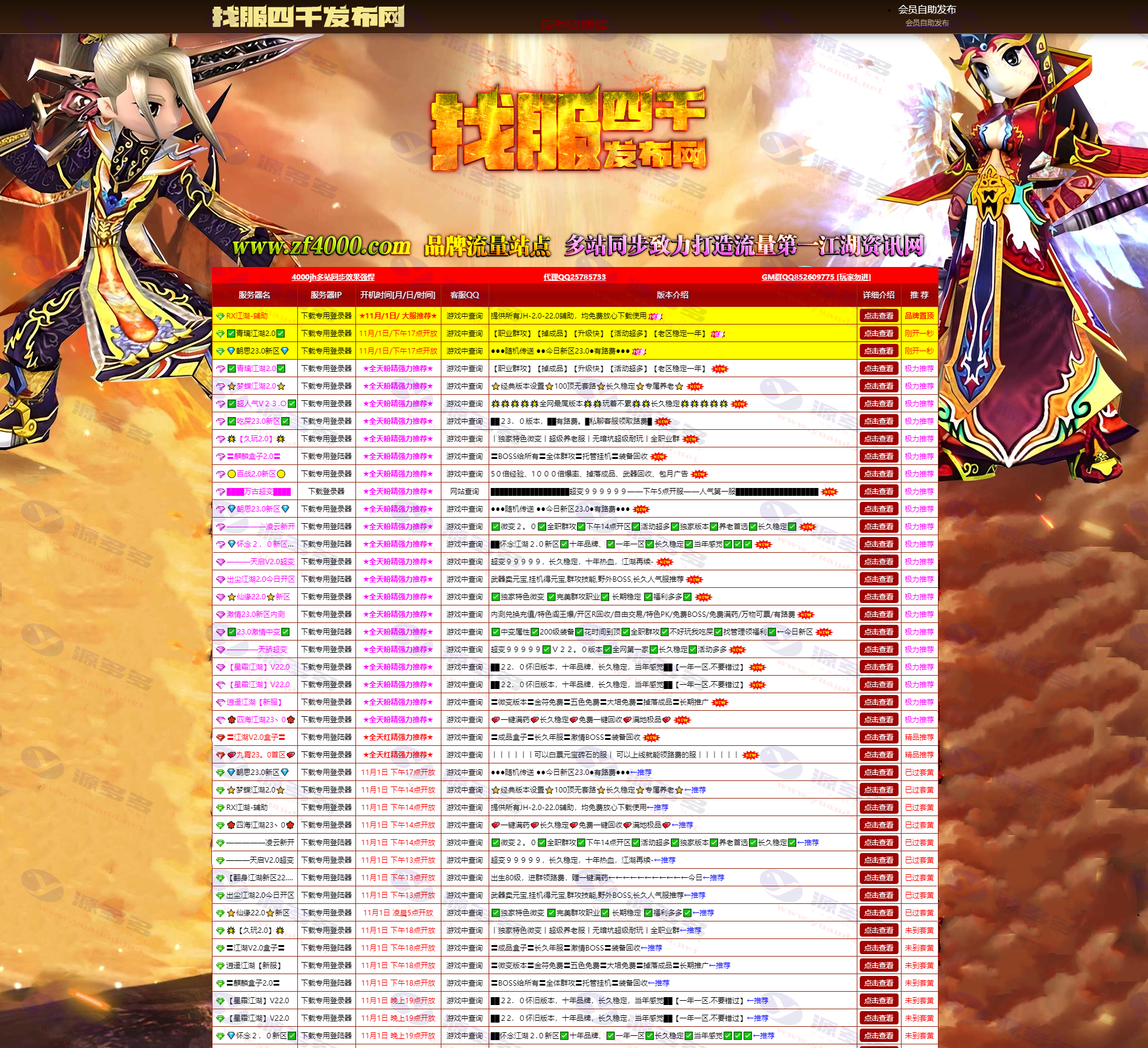 zf4000热血江湖宽屏商业定制版发布站程序源码功能-夜驰资源库
